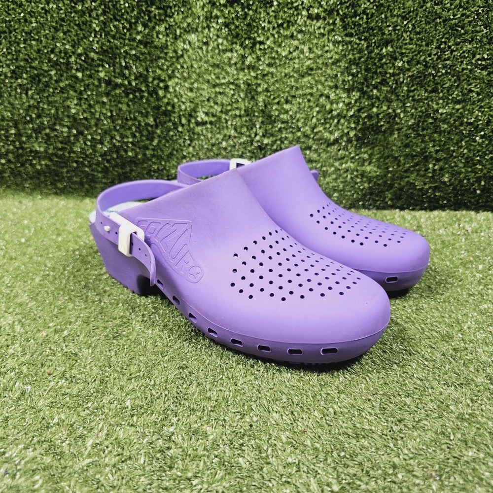 Calzuro Purple Rubber Slip Resistant Comfort Slip On Clogs Womens 39 US 8.5-9.5